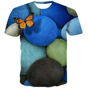 Abstract T-shirt Men Psychedelic Tshirts Novelty Hip Hop Tshirts Casual Butterfly Tshirt Anime Colorful Shirt Print Short Sleeve