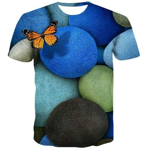 Abstract T-shirt Men Psychedelic Tshirts Novelty Hip Hop Tshirts Casual Butterfly Tshirt Anime Colorful Shirt Print Short Sleeve