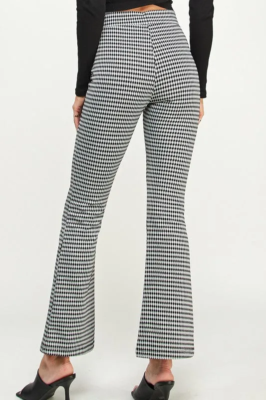 Black/white Yarn Dye Print High Waist Flare Pants