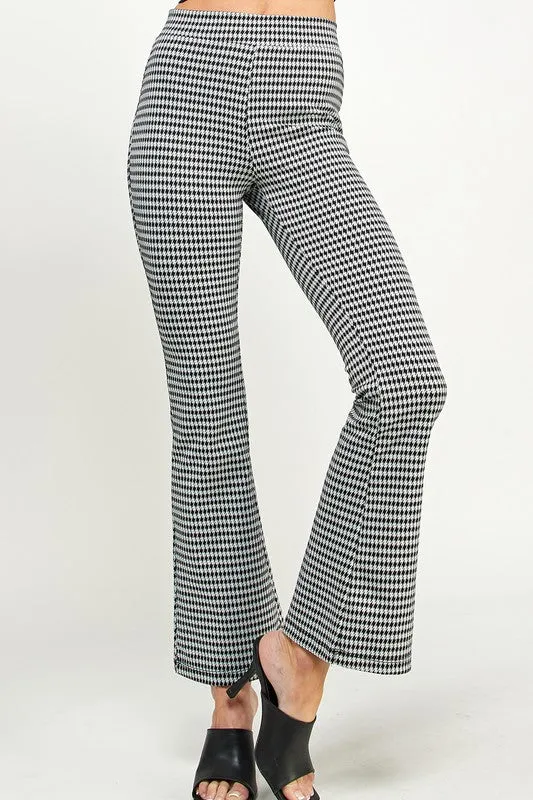 Black/white Yarn Dye Print High Waist Flare Pants