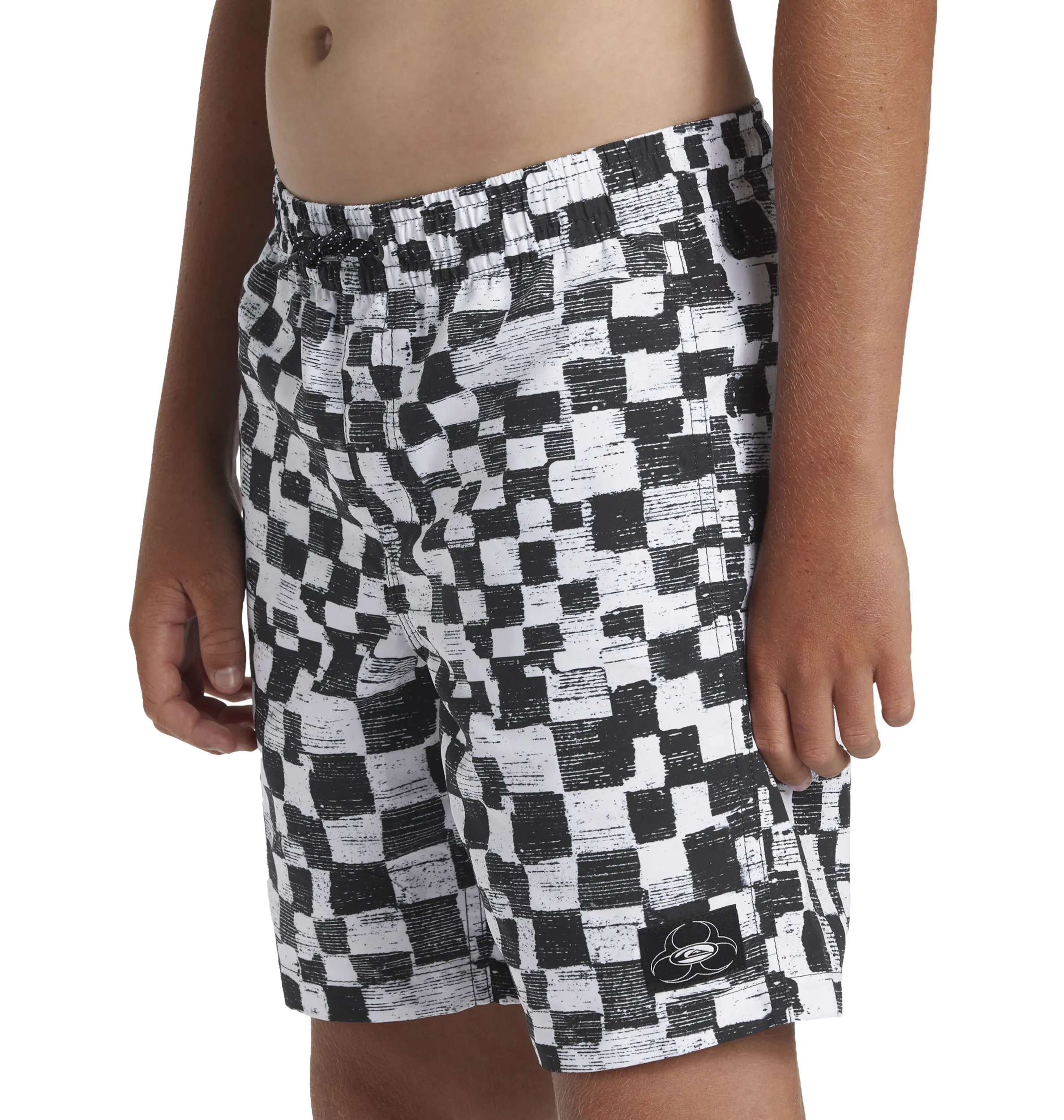 Boys Checkers Volley Shorts in Black