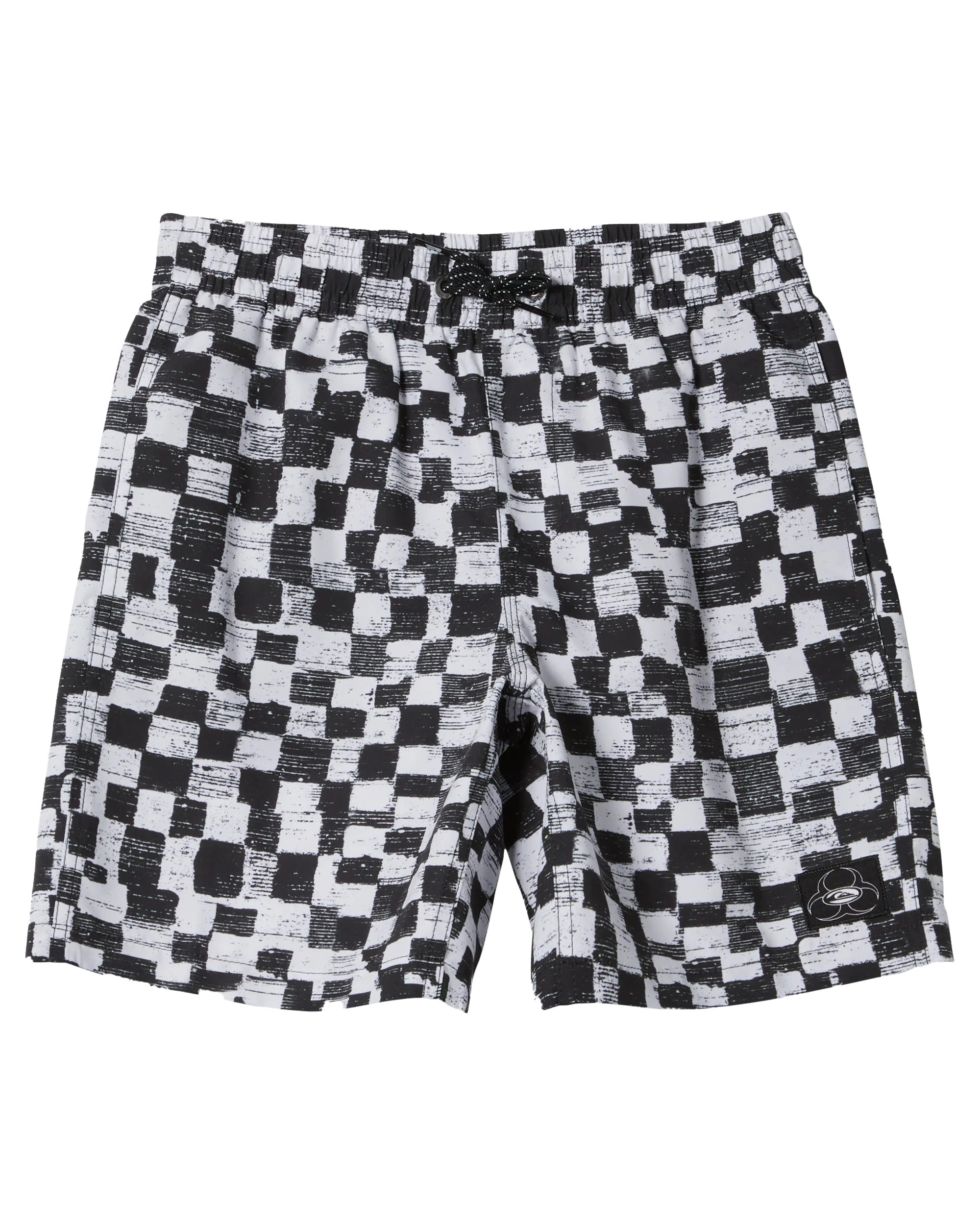 Boys Checkers Volley Shorts in Black