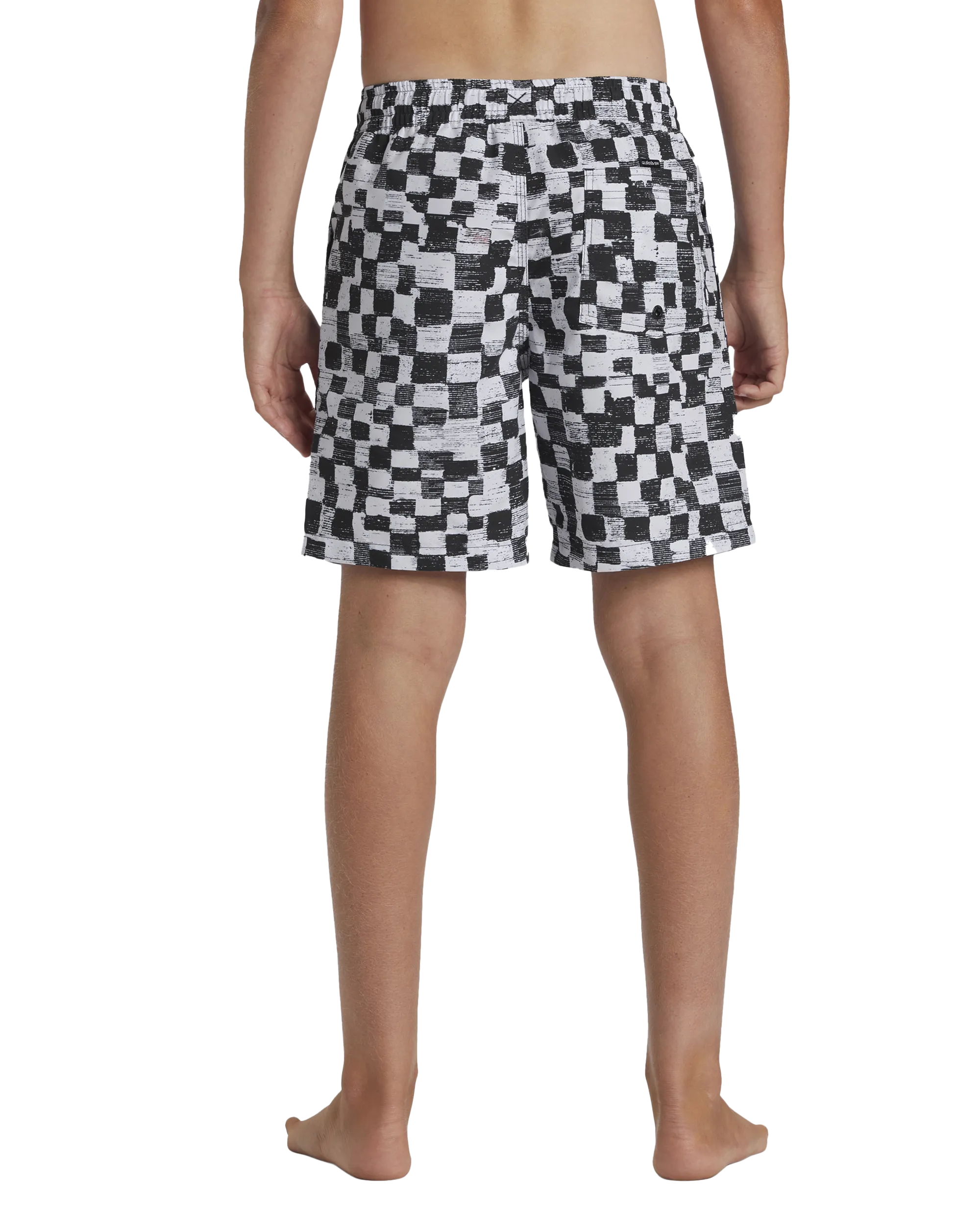 Boys Checkers Volley Shorts in Black