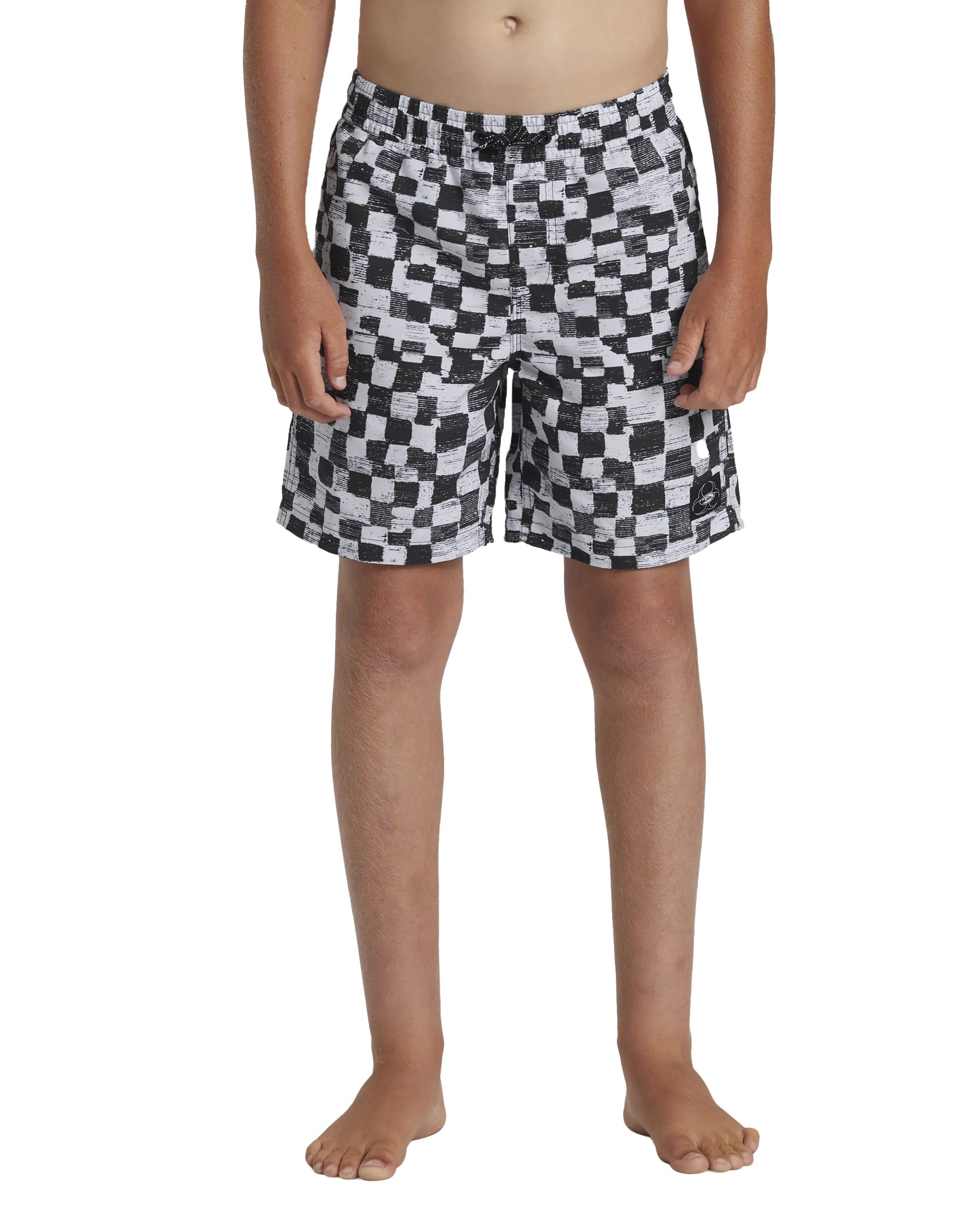 Boys Checkers Volley Shorts in Black