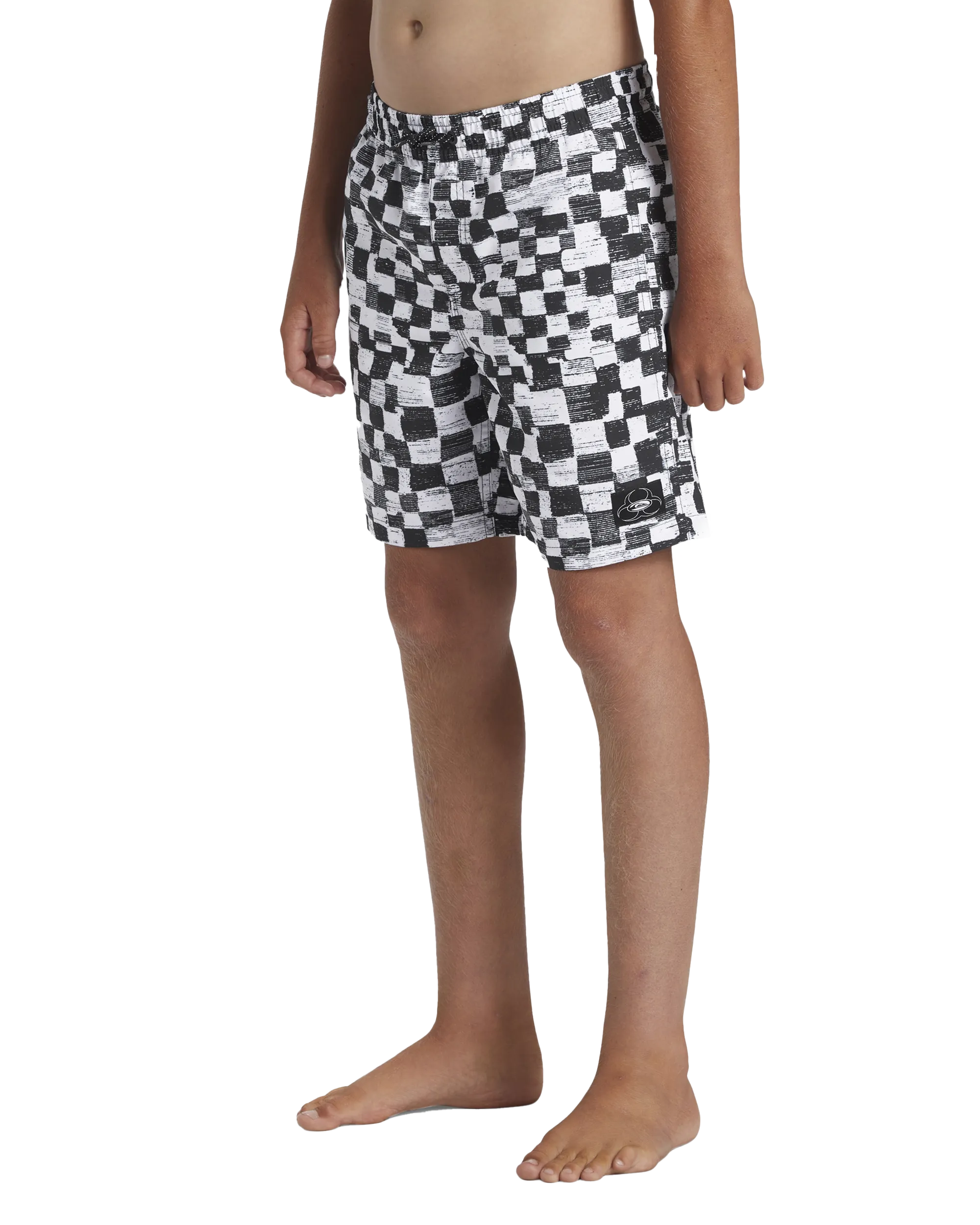 Boys Checkers Volley Shorts in Black