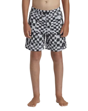 Boys Checkers Volley Shorts in Black