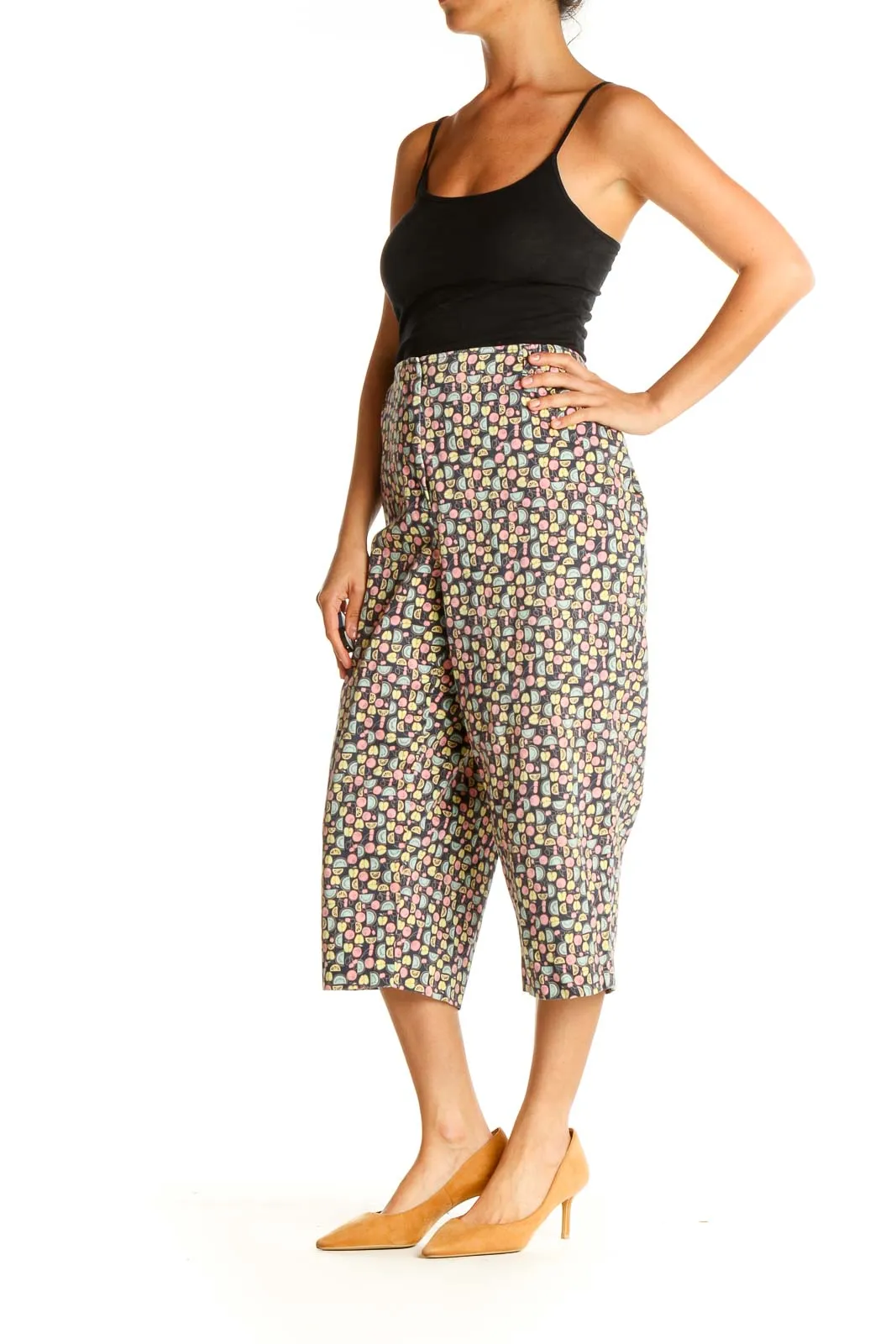 Brown Printed Casual Trousers