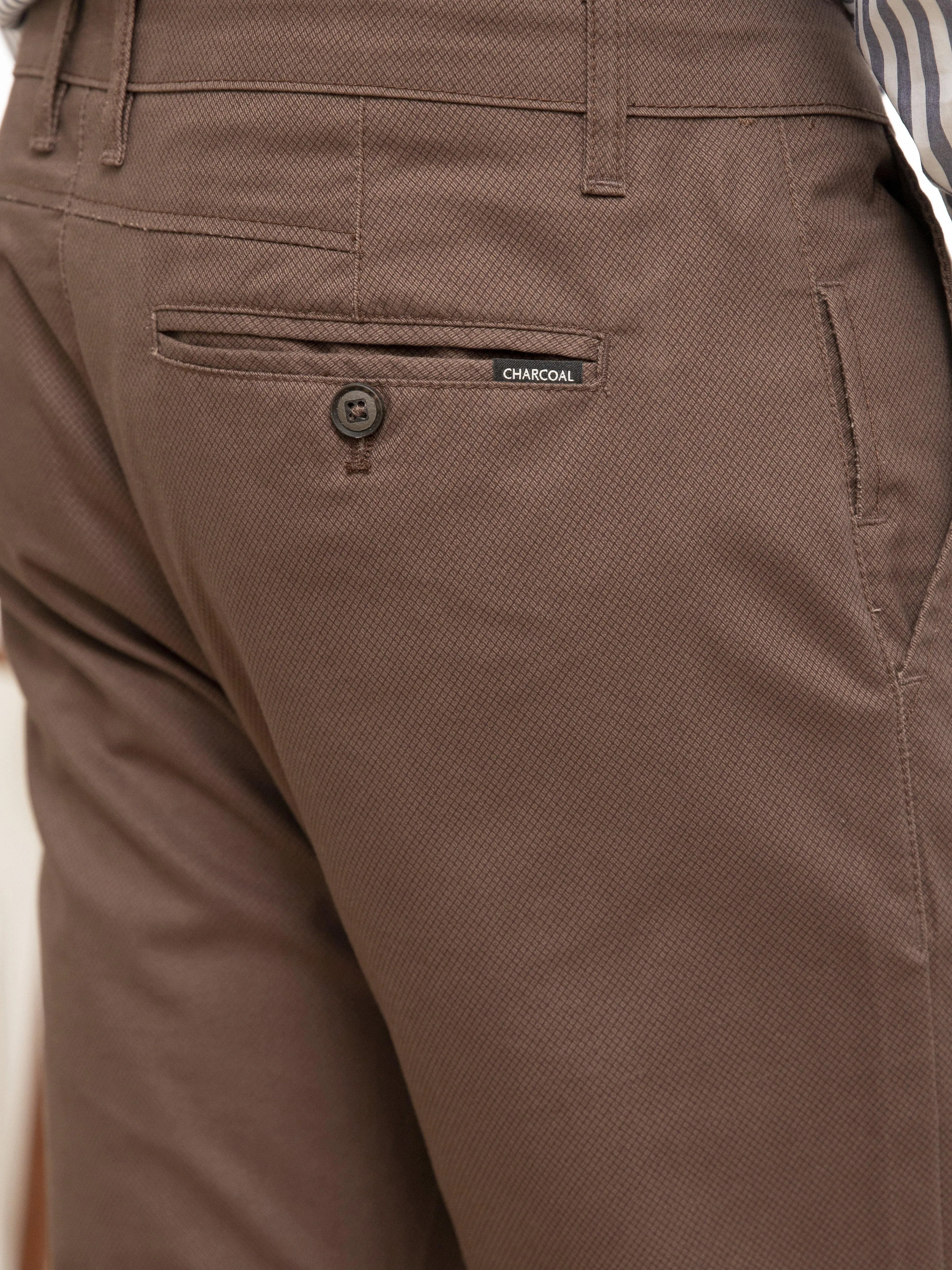 CASUAL PANT  SLIM FIT CROSS POCKET BROWN