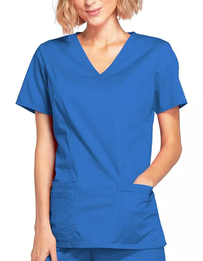 Cherokee Workwear Women's Mock Wrap Scrub Top