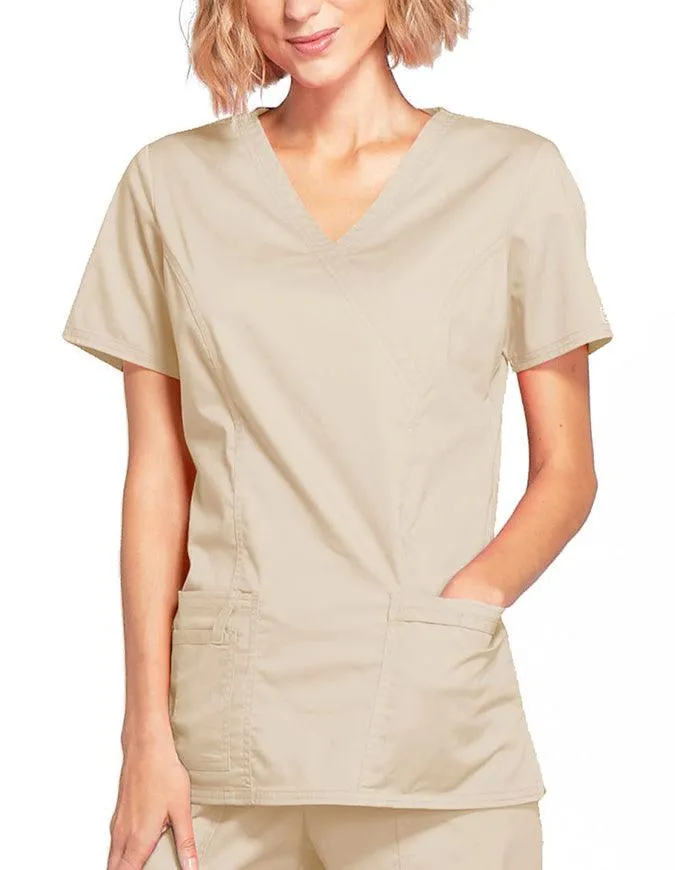 Cherokee Workwear Women's Mock Wrap Scrub Top