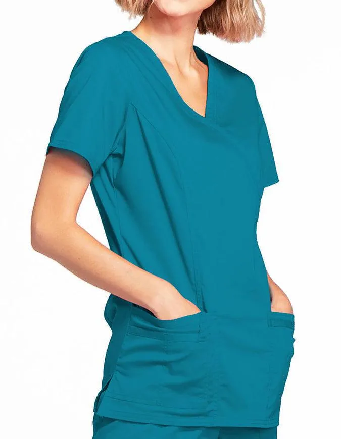 Cherokee Workwear Women's Mock Wrap Scrub Top