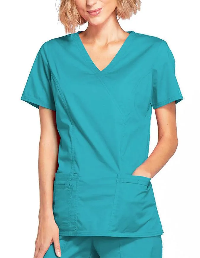 Cherokee Workwear Women's Mock Wrap Scrub Top