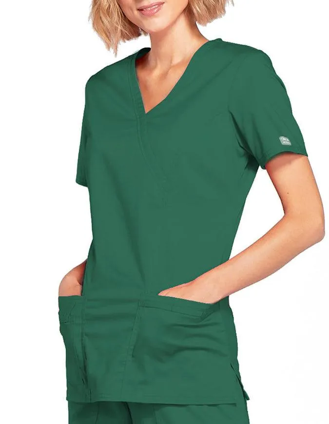 Cherokee Workwear Women's Mock Wrap Scrub Top