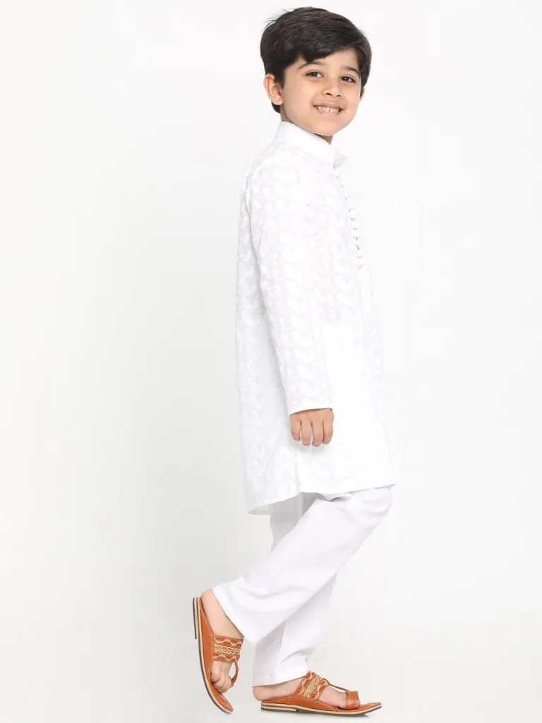 Chikankari Kurta Pyjama Set for Boys - JBN Creation