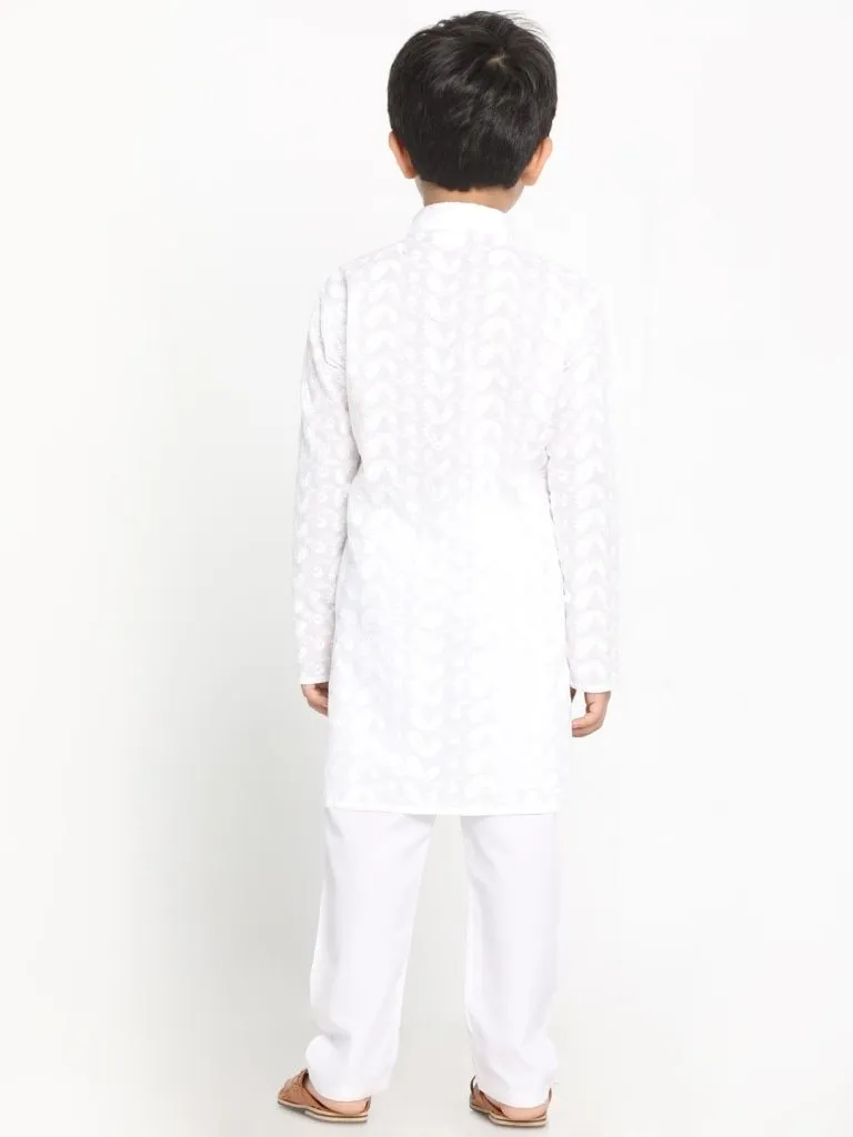 Chikankari Kurta Pyjama Set for Boys - JBN Creation