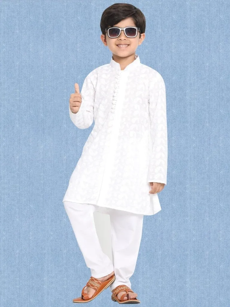 Chikankari Kurta Pyjama Set for Boys - JBN Creation