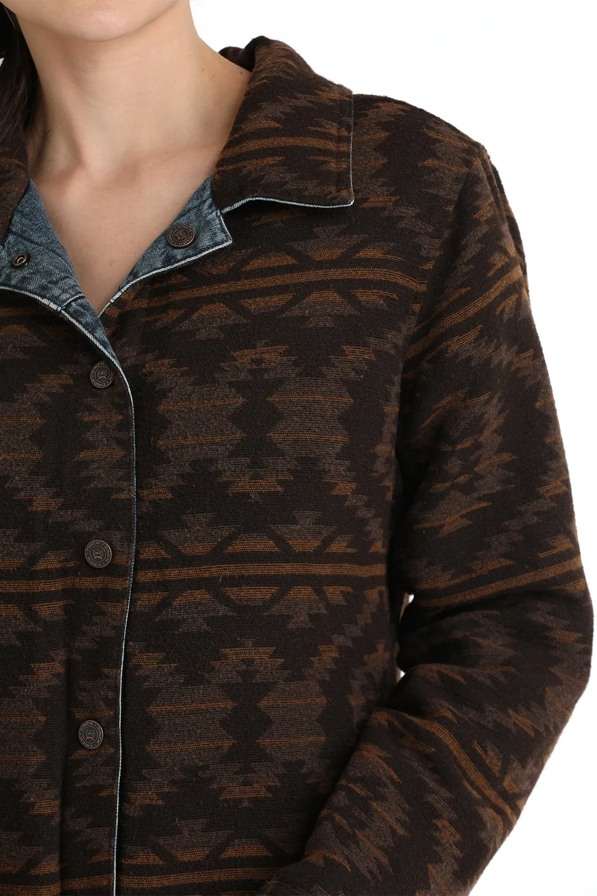 Cinch Women's Reversible Southwestern Trucker Jacket in Indigo & Brown