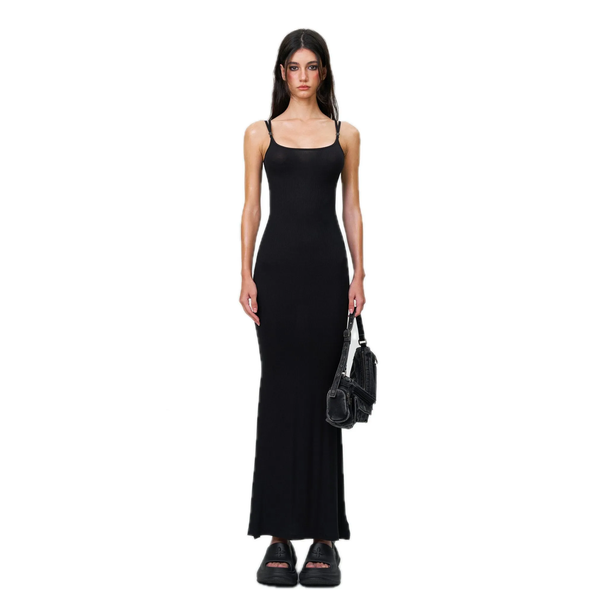 Compass Hug Slim Fit Long Dress Black