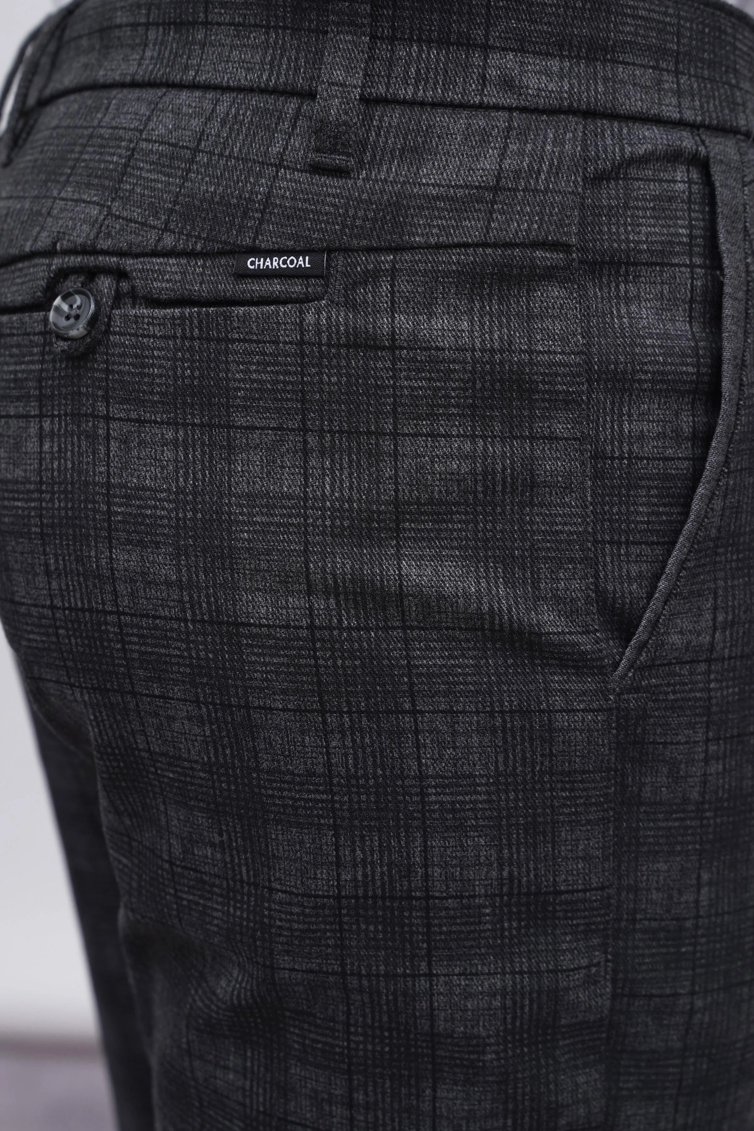 CROSS POCKET CASUAL PANT GREY BLACK CHECK