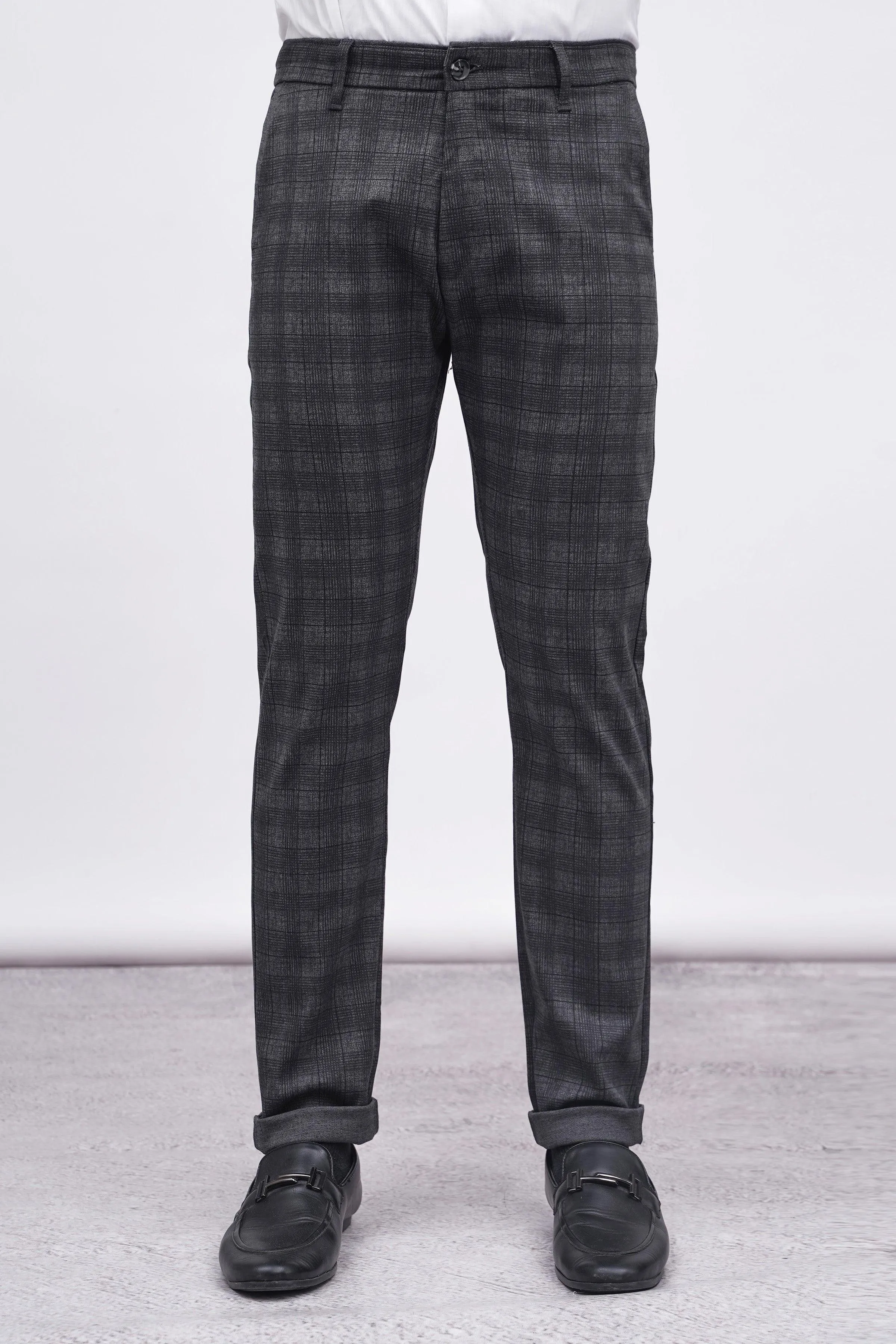 CROSS POCKET CASUAL PANT GREY BLACK CHECK