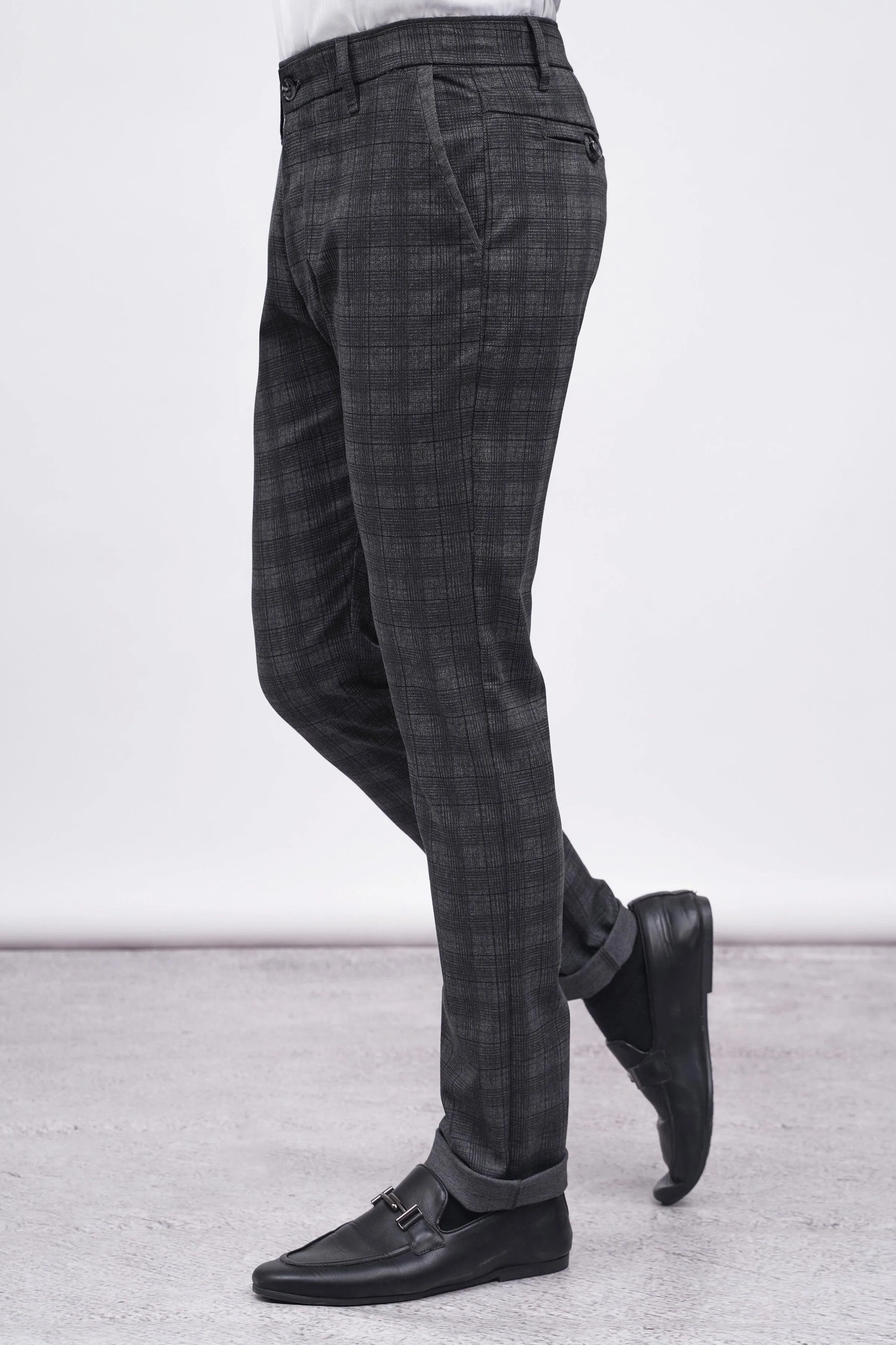 CROSS POCKET CASUAL PANT GREY BLACK CHECK