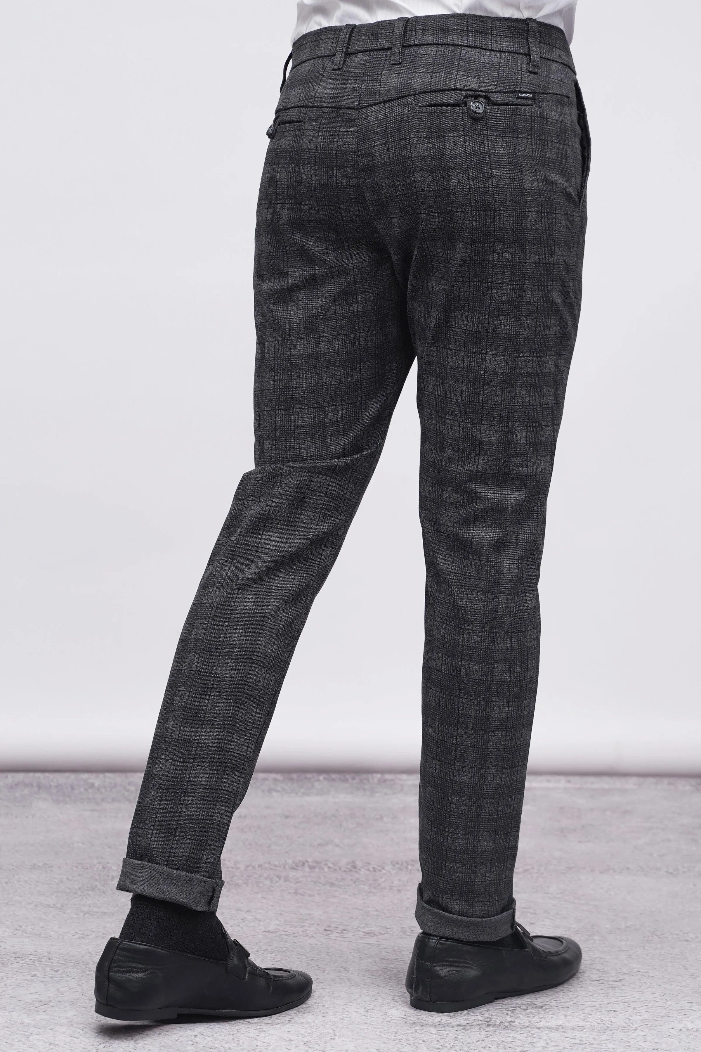 CROSS POCKET CASUAL PANT GREY BLACK CHECK