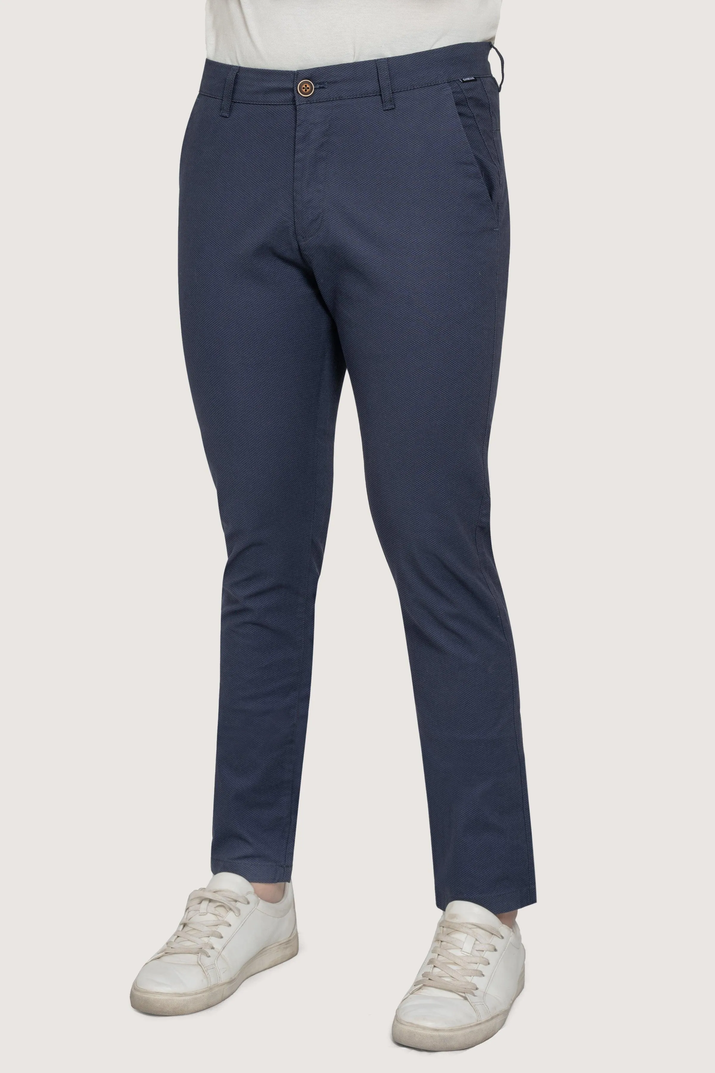 CROSS POCKET PRINTED PANT NAVY BLUE