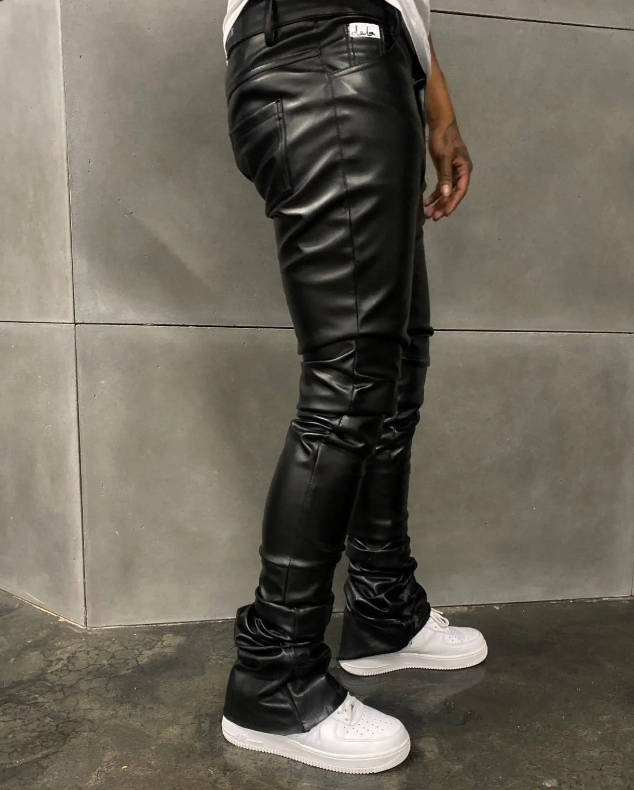 Fashion casual personality skinny leather pants