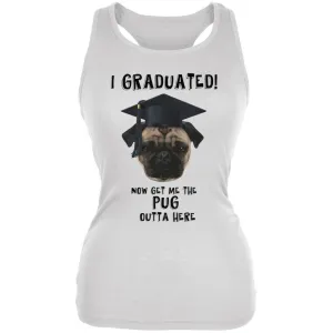 Graduation - Get The Pug Out Grad White Juniors Soft Tank Top