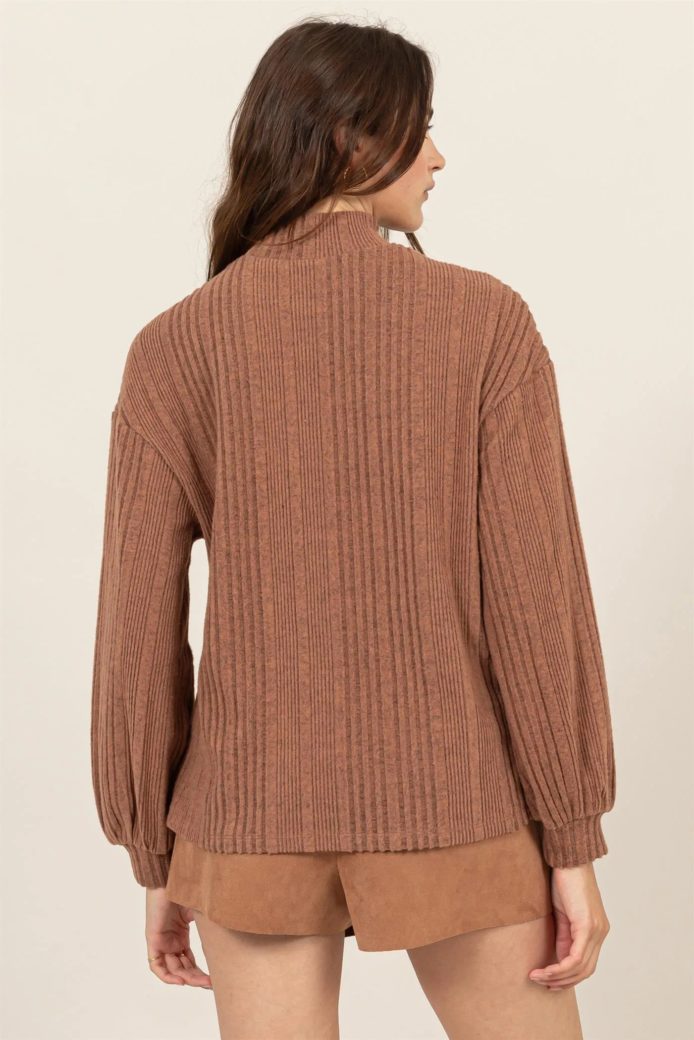 HF24E592-MOCK NECK RIBBED SWEATER