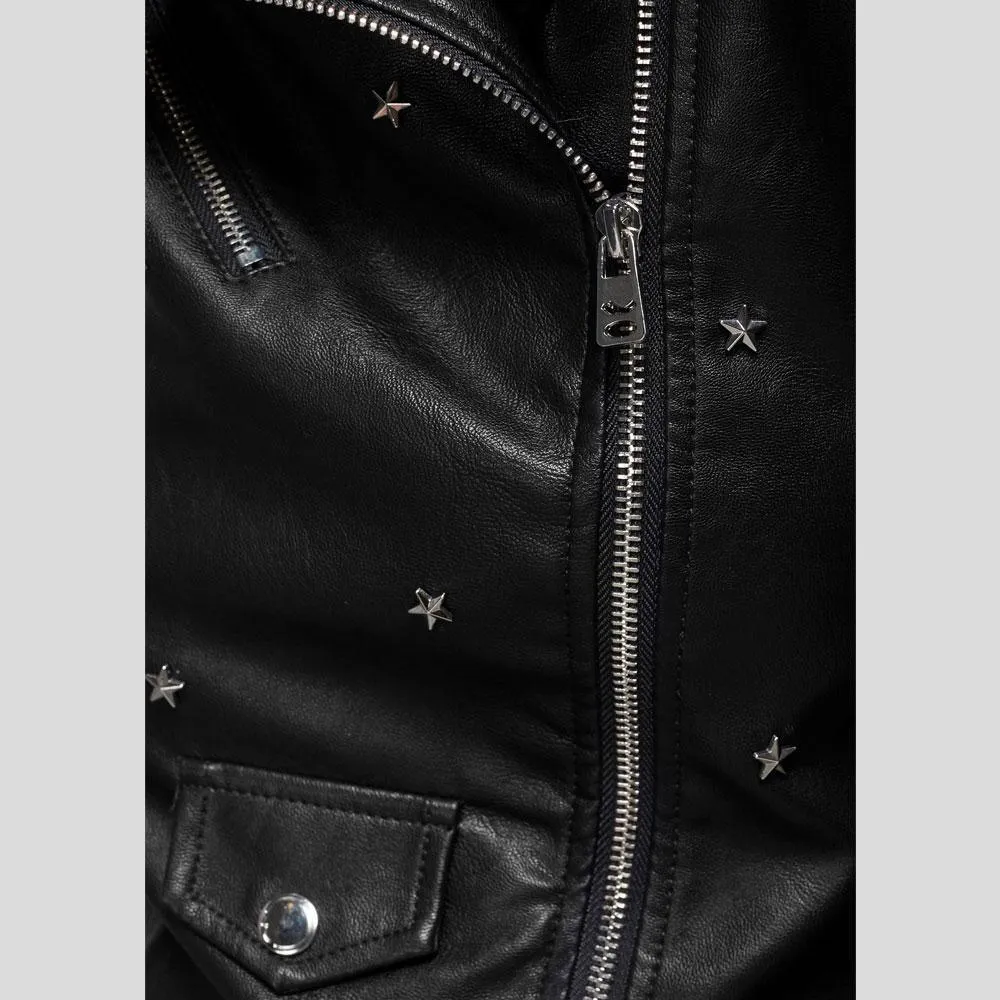 Isla Black Studded Leather Jacket