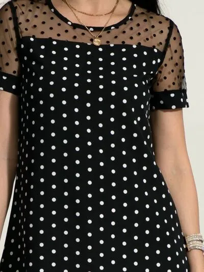 IZURIA Polka Dot Short Sleeve Mini Dress