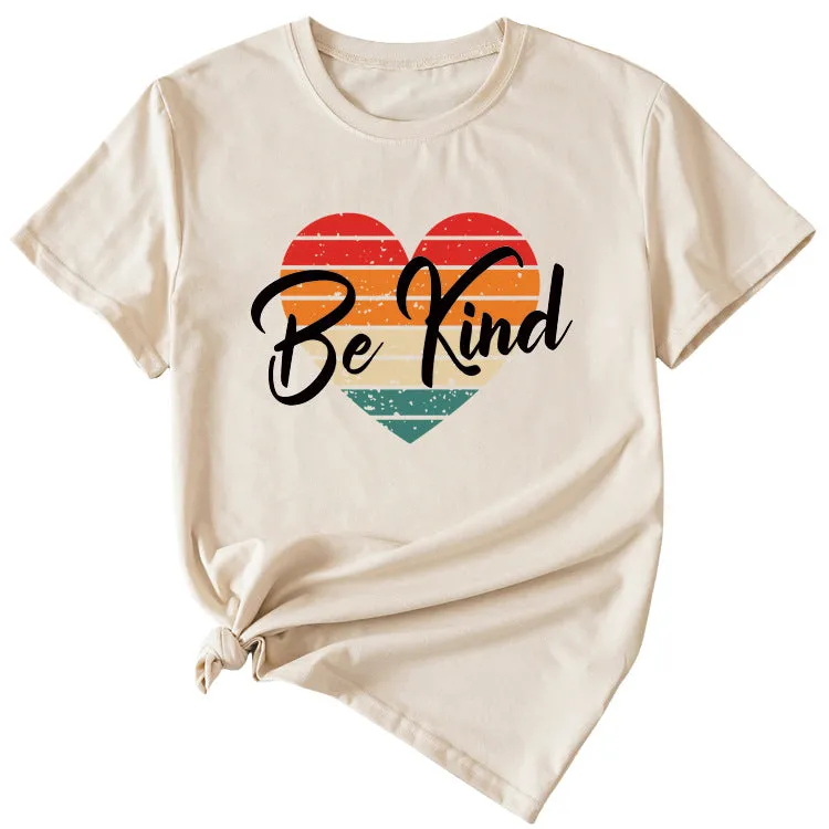 Letter be kind Fun Pattern Loose Large Short Sleeve T-shirt Top