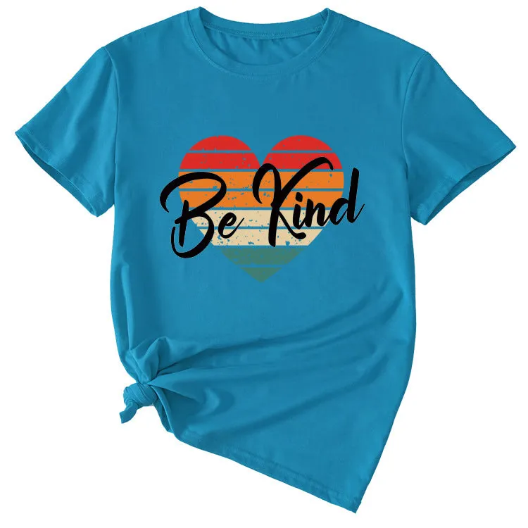 Letter be kind Fun Pattern Loose Large Short Sleeve T-shirt Top