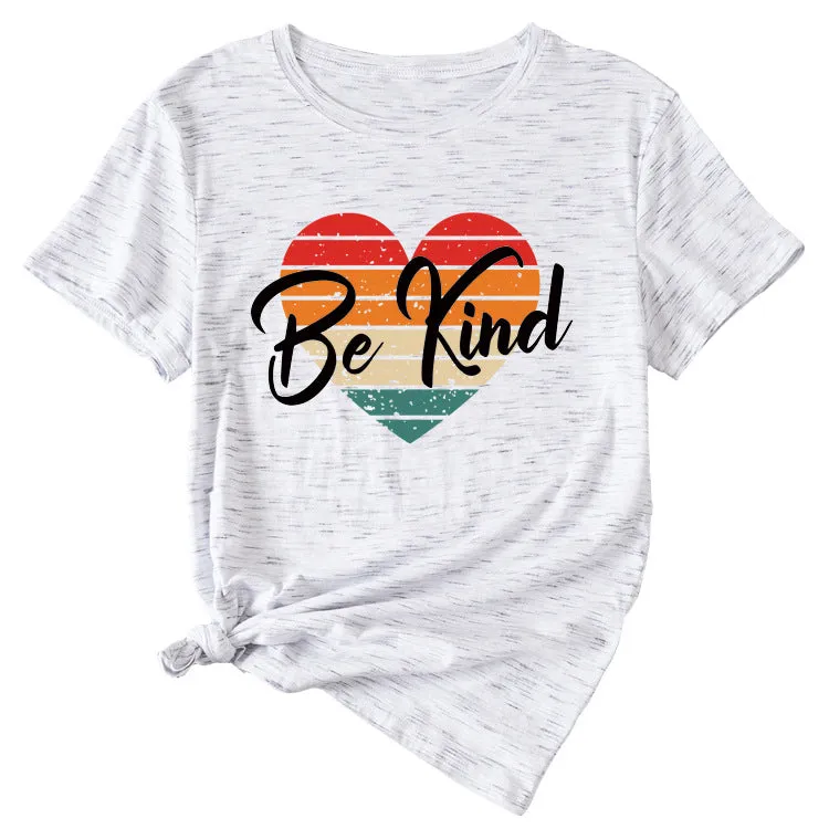 Letter be kind Fun Pattern Loose Large Short Sleeve T-shirt Top