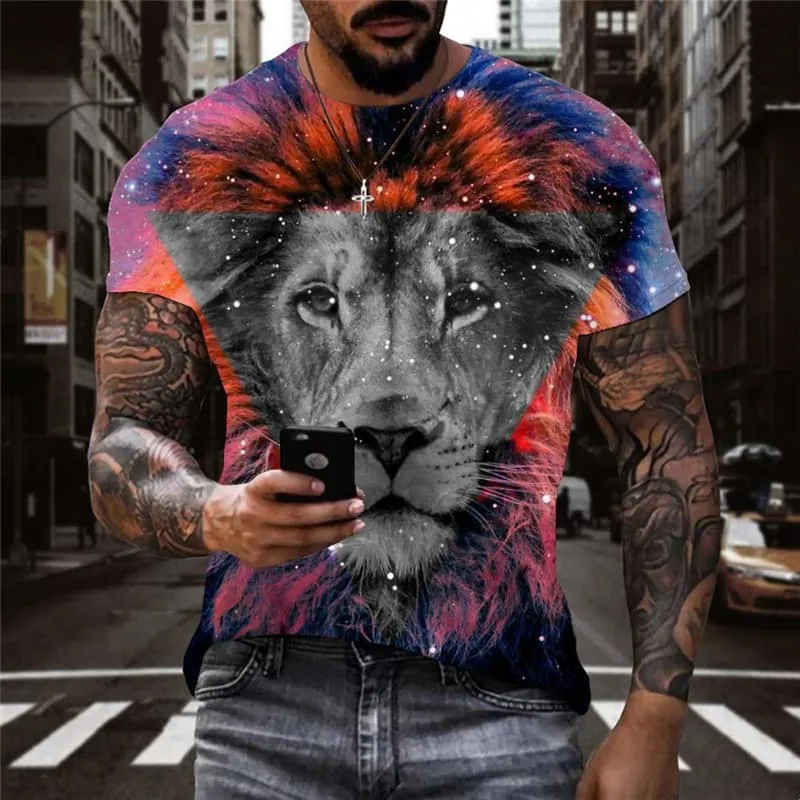 Lion T shirt Men Animal T-shirts 3d Galaxy Tshirts Casual Colorful Funny T shirts