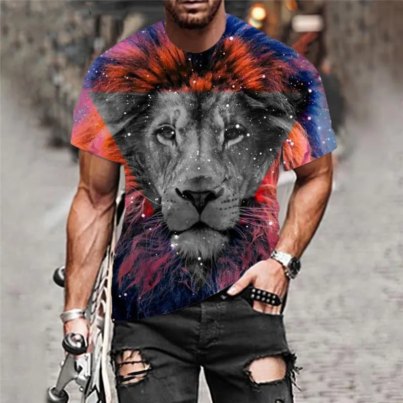 Lion T shirt Men Animal T-shirts 3d Galaxy Tshirts Casual Colorful Funny T shirts