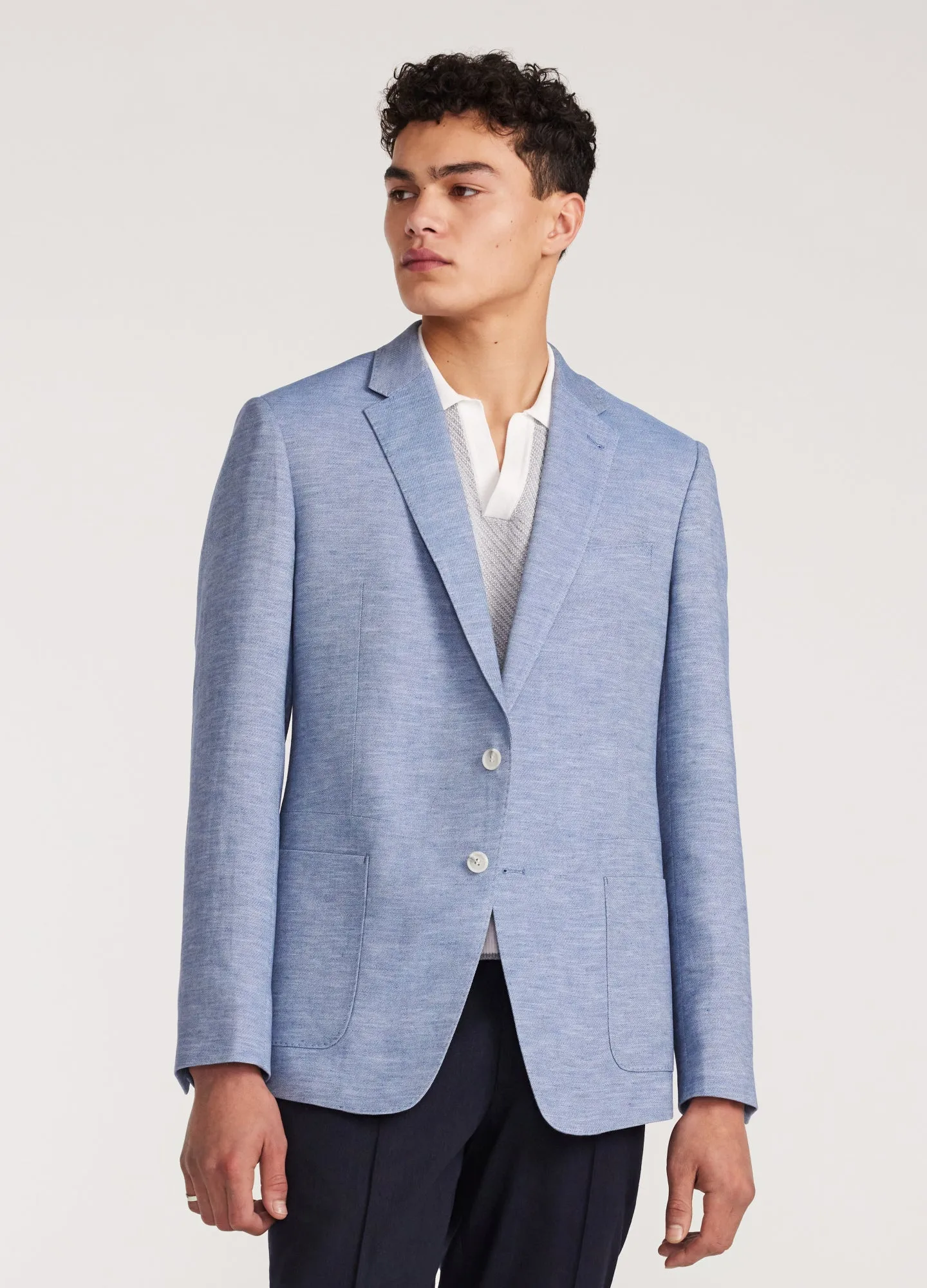 Lyocell Linen Blazer Blue