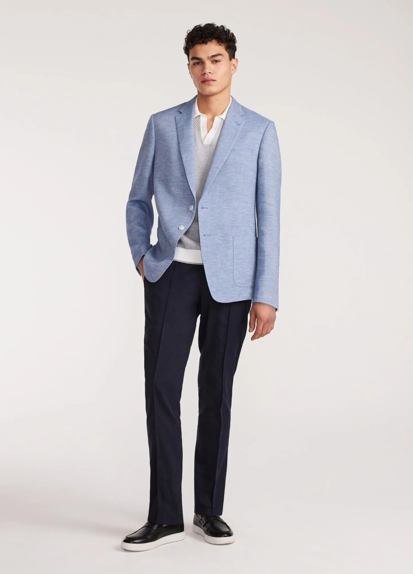 Lyocell Linen Blazer Blue