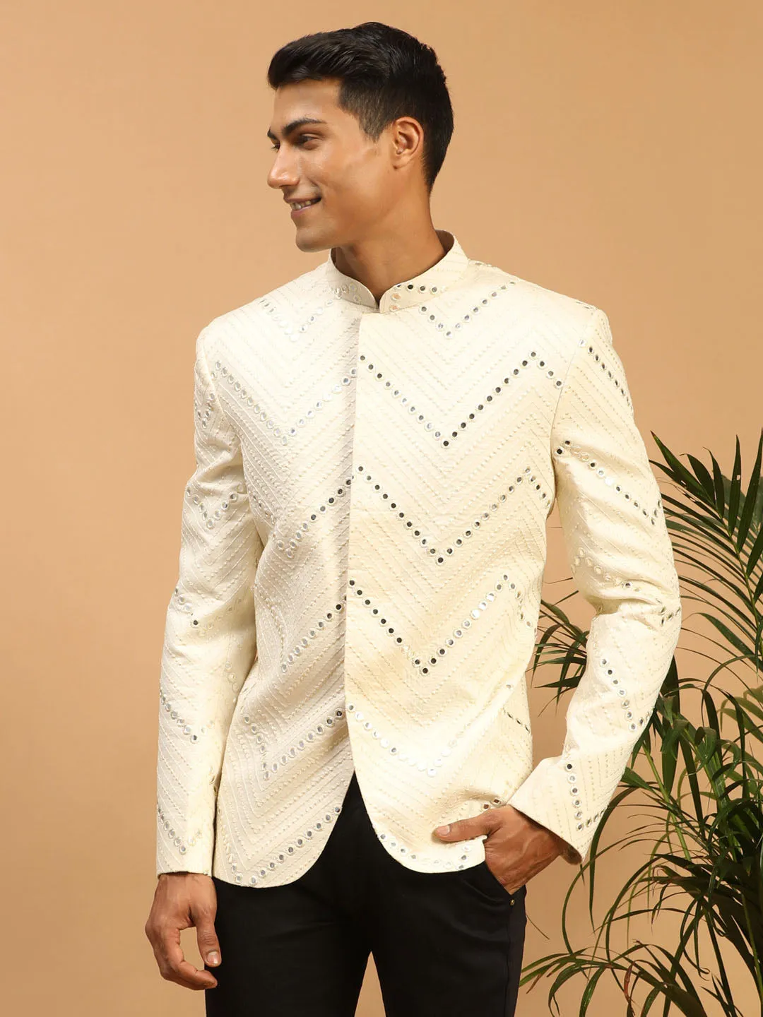 Men's Cream Viscose Jodhpuri - Shrestha By Vastramay