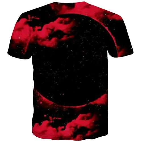 Moon T-shirt Men Earth Shirt Print Flame Tshirt Printed Black T shirts Funny Hip Hop Tshirts Casual Short Sleeve summer