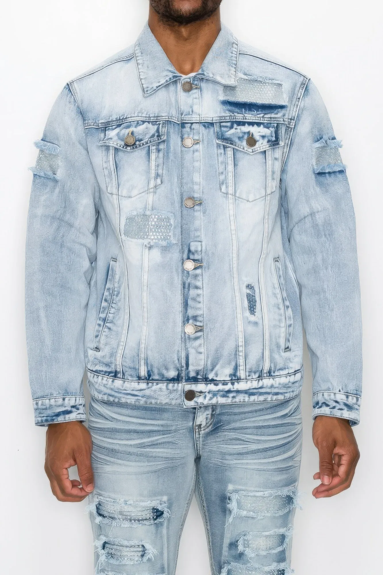 NicholesGifts Men Diamond Denim Jacket