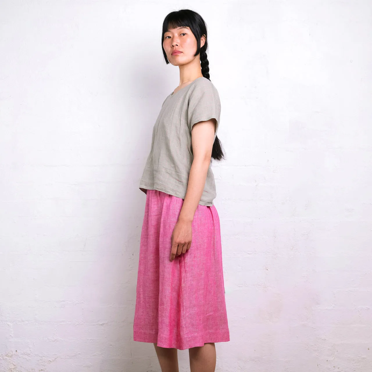 Pieces Top - 100% Linen - Sage Pink Check (Women S-L)