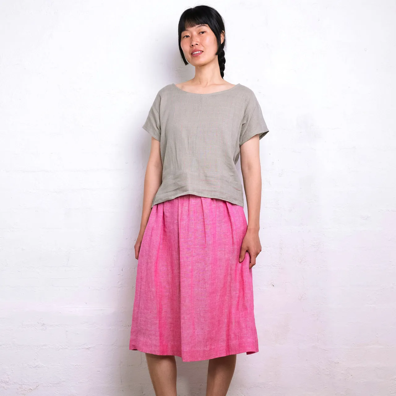 Pieces Top - 100% Linen - Sage Pink Check (Women S-L)