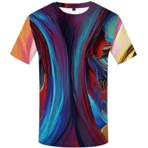 Psychedelic T-shirt Men Colorful T shirts Funny Skull T-shirts Graphic Rainbow Shirt Print Harajuku Tshirt Anime Short Sleeve