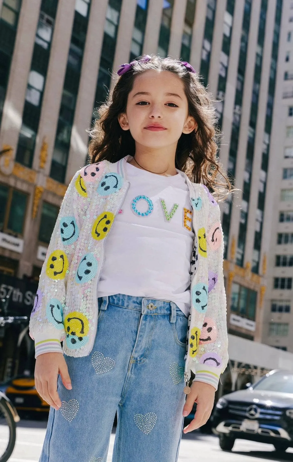 Rainbow Emoji Sequin Bomber