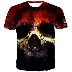 Skull T-shirt Men Punk Tshirts Novelty Colorful Tshirts Cool Terror Shirt Print Short Sleeve Hip hop Mens New Style Big Size