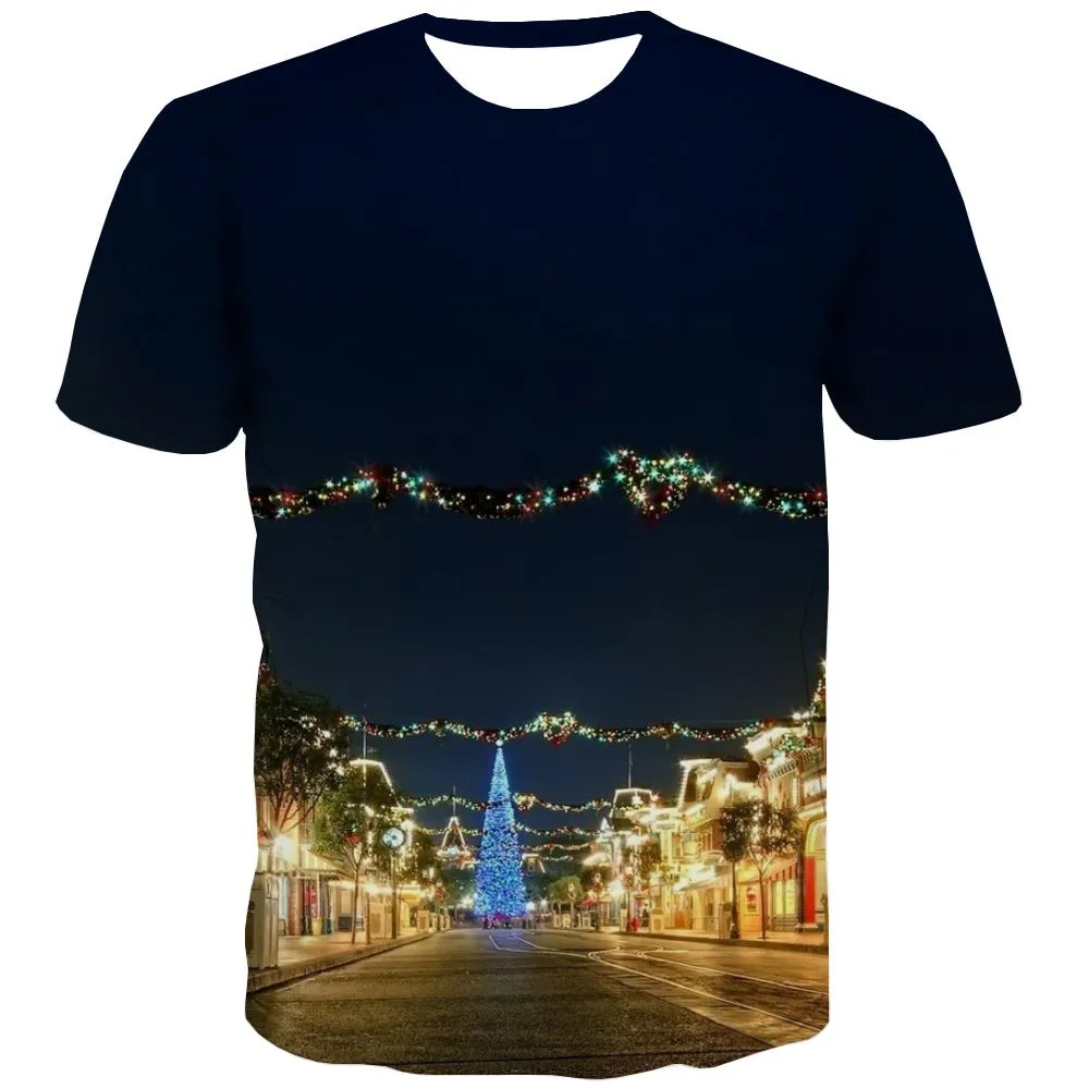 street lighting t shirt festival Casual shirt 3D men Christmas art costume Cool