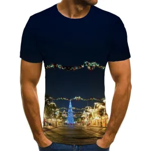 street lighting t shirt festival Casual shirt 3D men Christmas art costume Cool