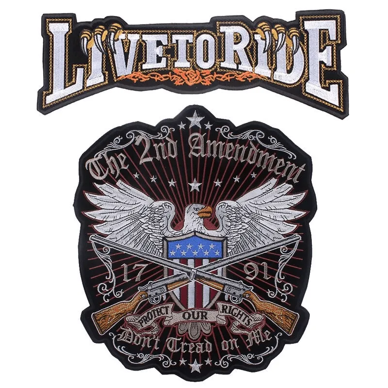 The 2nd Amendment Eagle Iron-On Patch For Jackets / Large Embroidered Biker Patches For Clothes